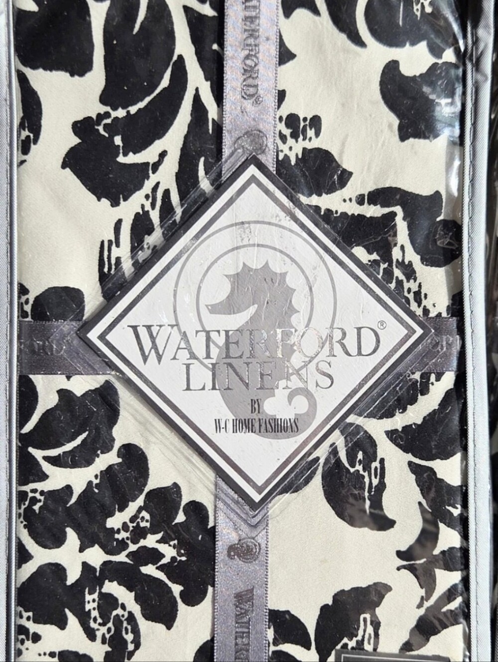 WATERFORD LINENS LISETTE NEW Pillow STANDARD SHAM Cover BLACK/CREAM Pillowcases